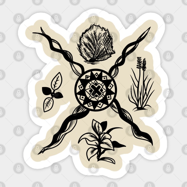 Native American Sacred Plant Black Sticker by Eyanosa